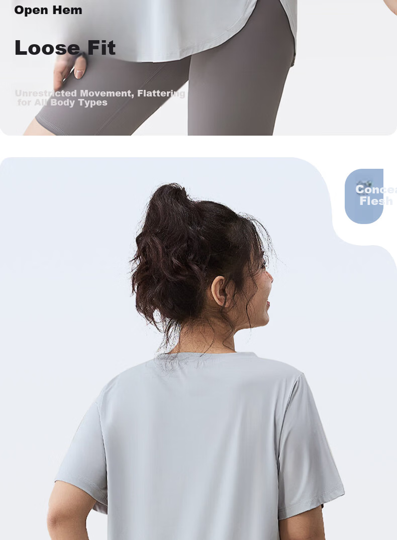 Xueqiman Plus Size Women's Loose Slimming Sports T-Shirt Quick-Dry Breathable Yoga Pilates Fitness Training Short Sleeve 7