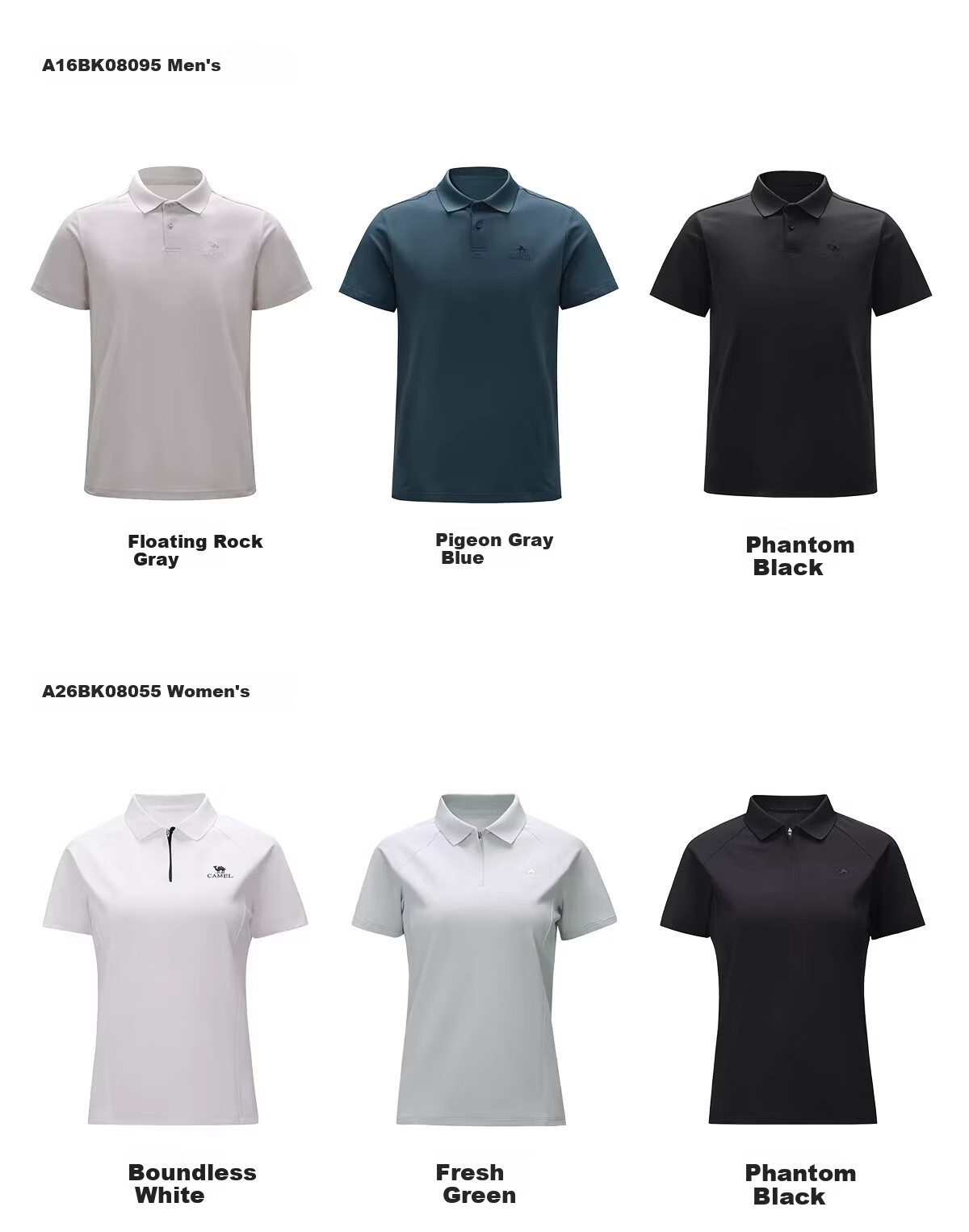CAMEL [Toray Fabric] Outdoor Quick-Dry T-Shirt Men 2026 Spring Summer Short Sleeve Wrinkle-Resistant Sports Sun Protection Polo Shirt Women 8095 14