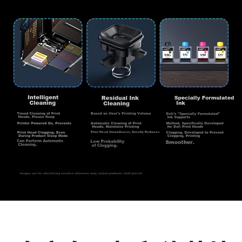 Deli AI Home Printer 3-in-1 Color Error Correction Wireless Mobile Copy Scan Inkjet Photo Printer 34