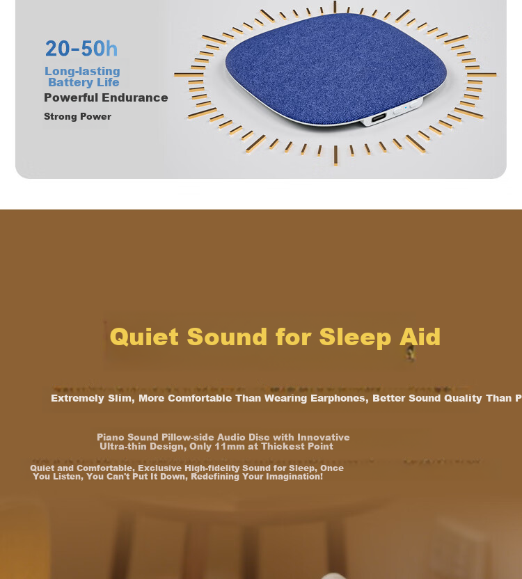 Aiwa AH-37 Sleep Aid Under-Pillow Bluetooth Speaker Ultra-Thin Pillow Speaker Sleep Sound Machine White Noise Bedside Speaker Blue 6