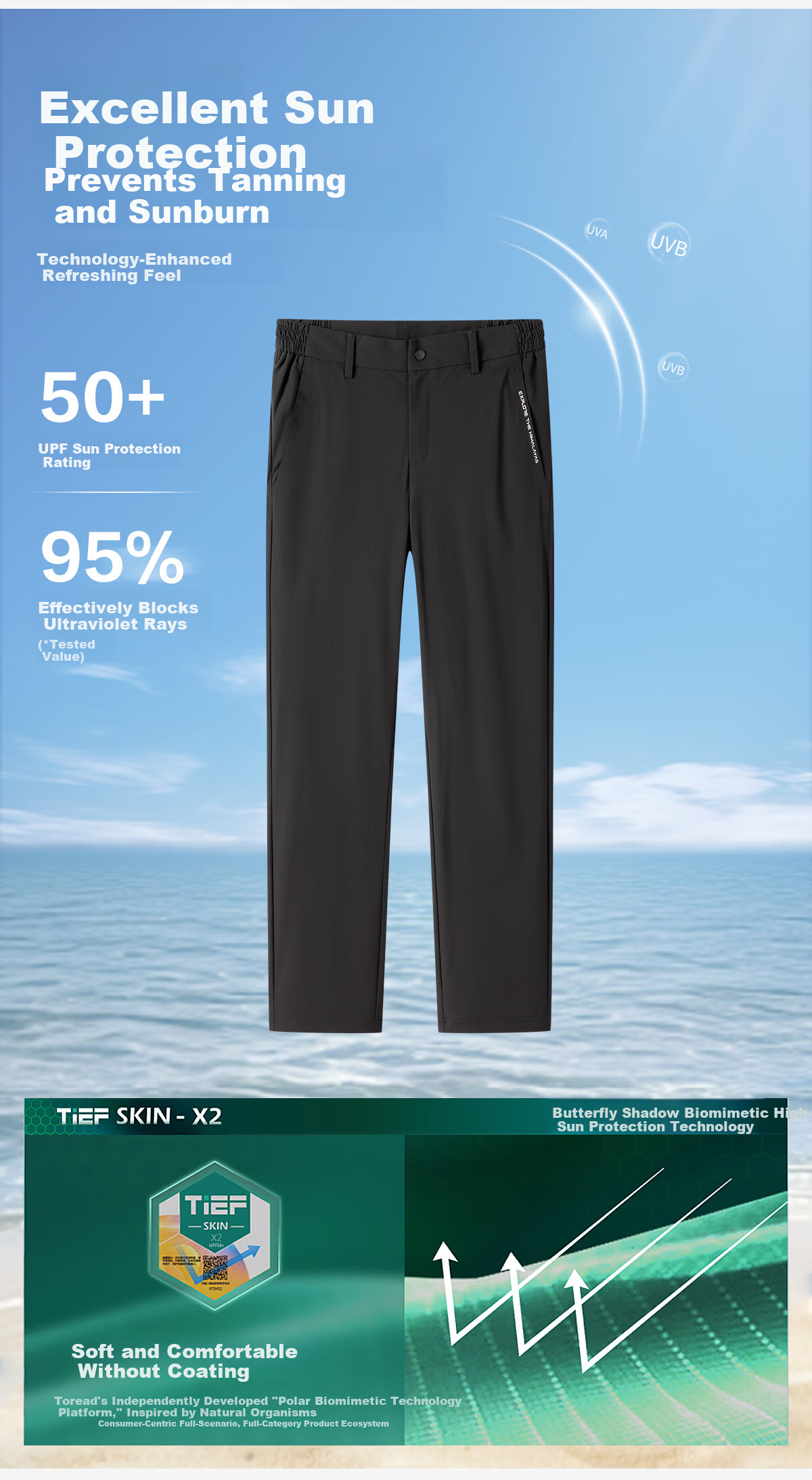 TOREAD Mall Same Style Quick-Dry Pants Couples Outdoor Sun Protection Breathable Cooling Stretch Functional Pants TAMMAN82559 3