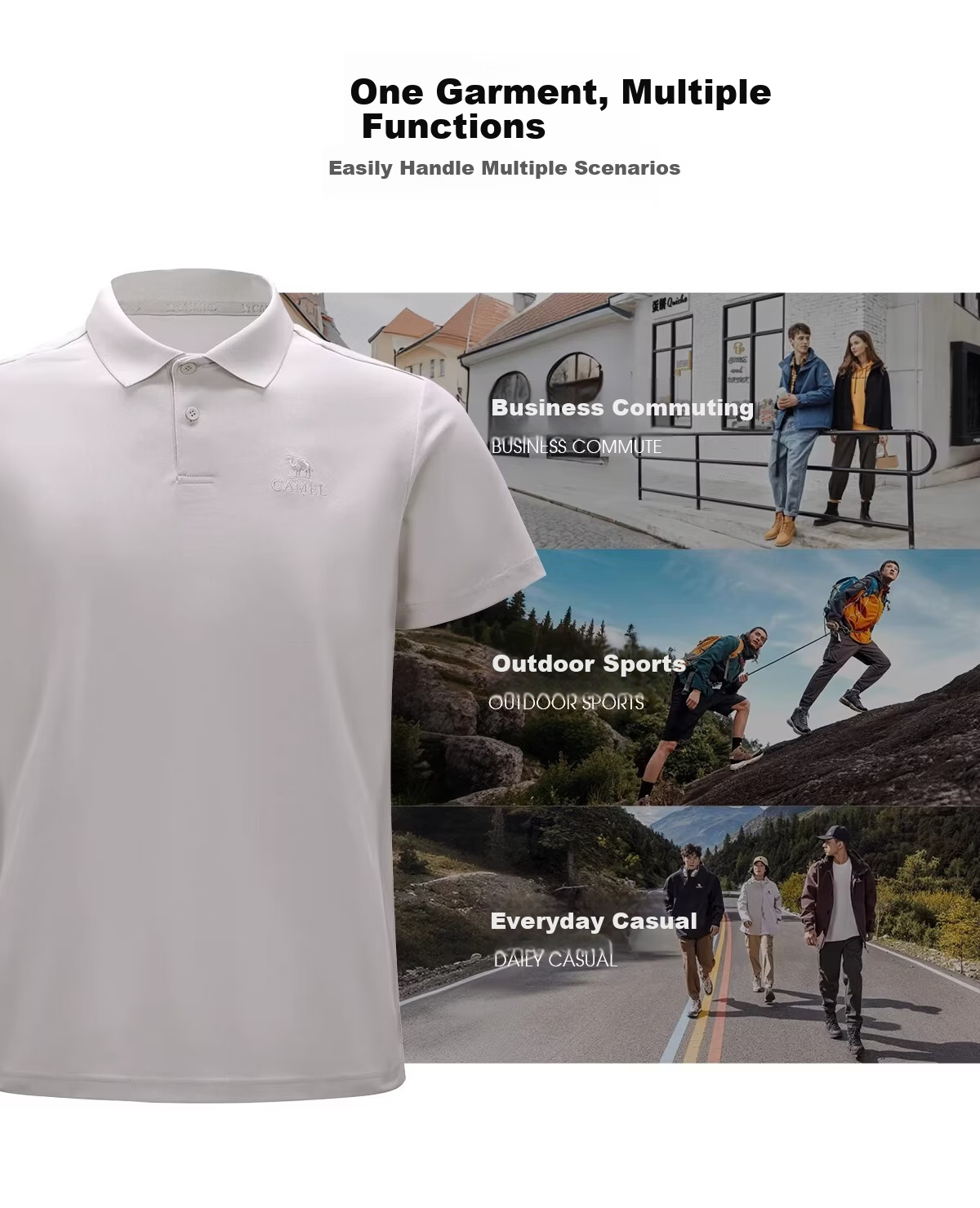 CAMEL [Toray Fabric] Outdoor Quick-Dry T-Shirt Men 2026 Spring Summer Short Sleeve Wrinkle-Resistant Sports Sun Protection Polo Shirt Women 8095 12