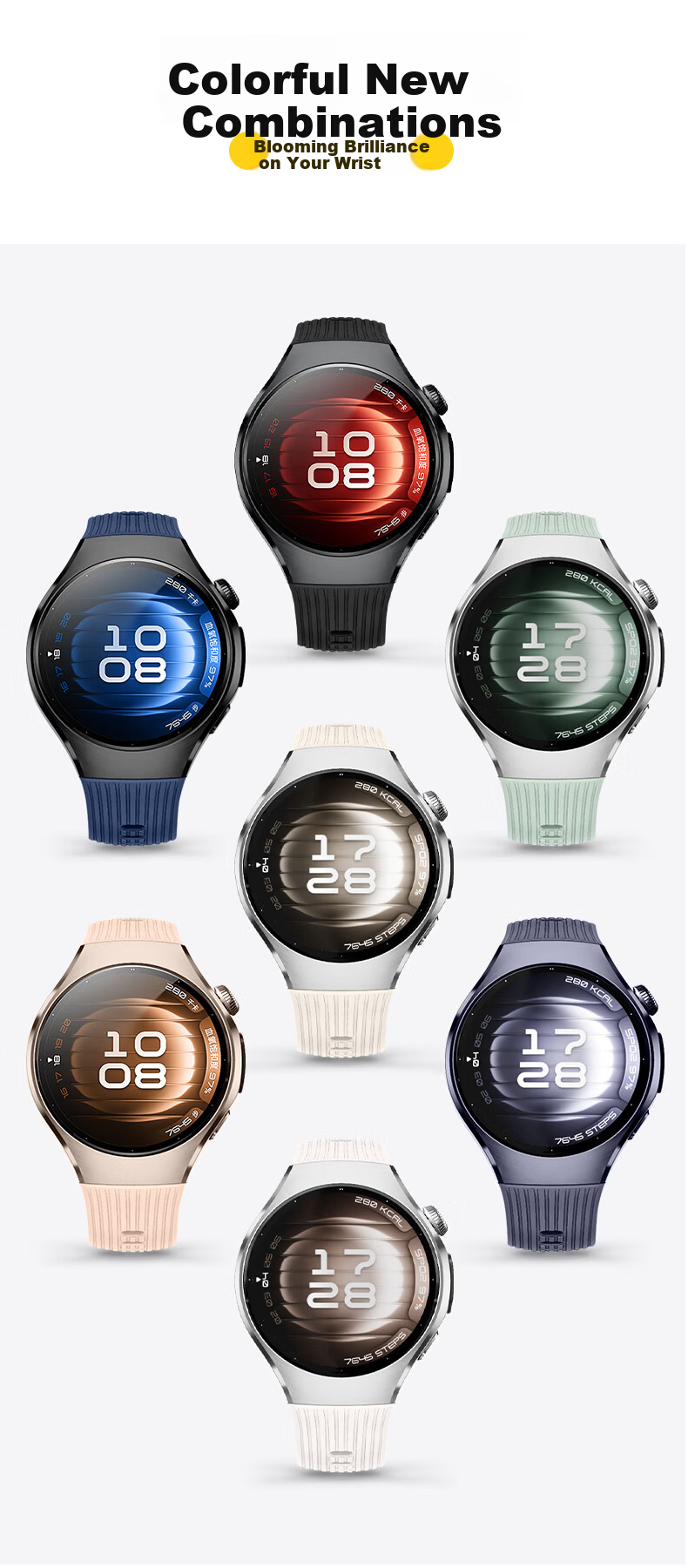 Weiqiantu Compatible with Huawei WATCH5 Silicone Strap, Huawei WATCH5 Dedicated Band, Vertical Striped Silicone Strap, Press-Type Band, 42mm Watch Face [Black] 2