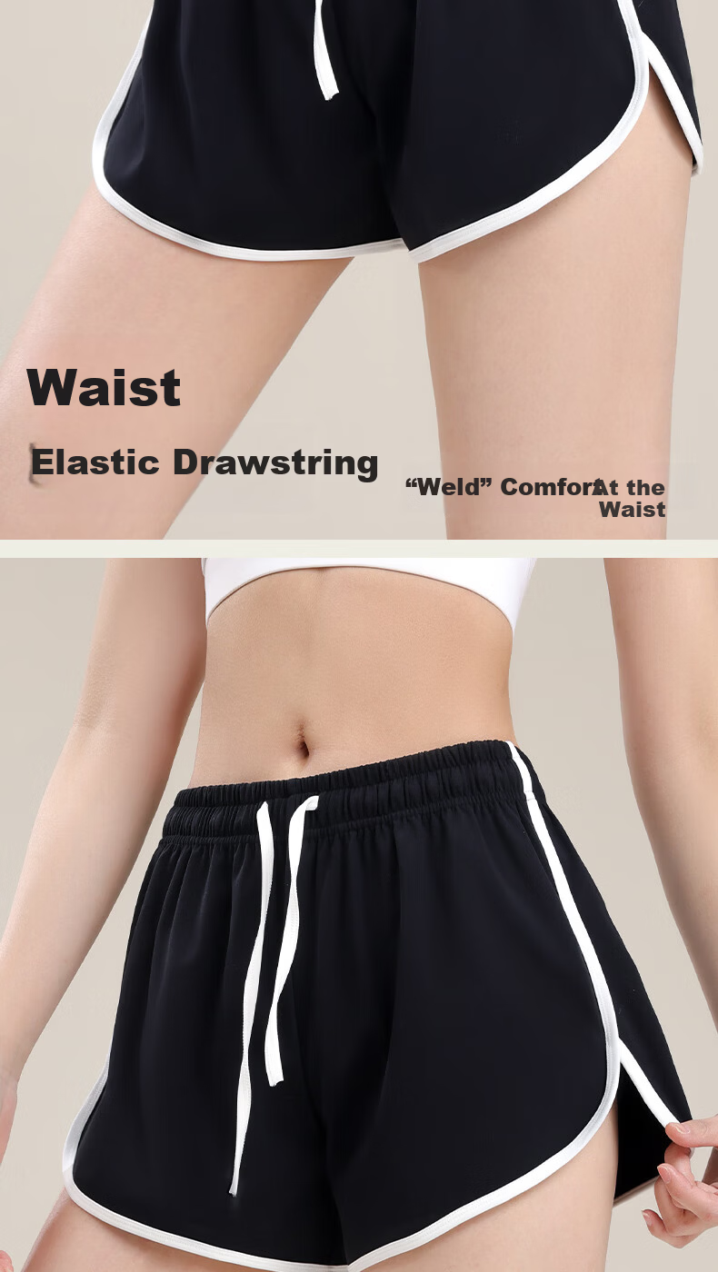 Women's Casual Sports Shorts Spring Summer New Drawstring Color-Block Hot Pants Fashion Versatile Wide-Leg Slimming Bermuda Yoga Shorts 3