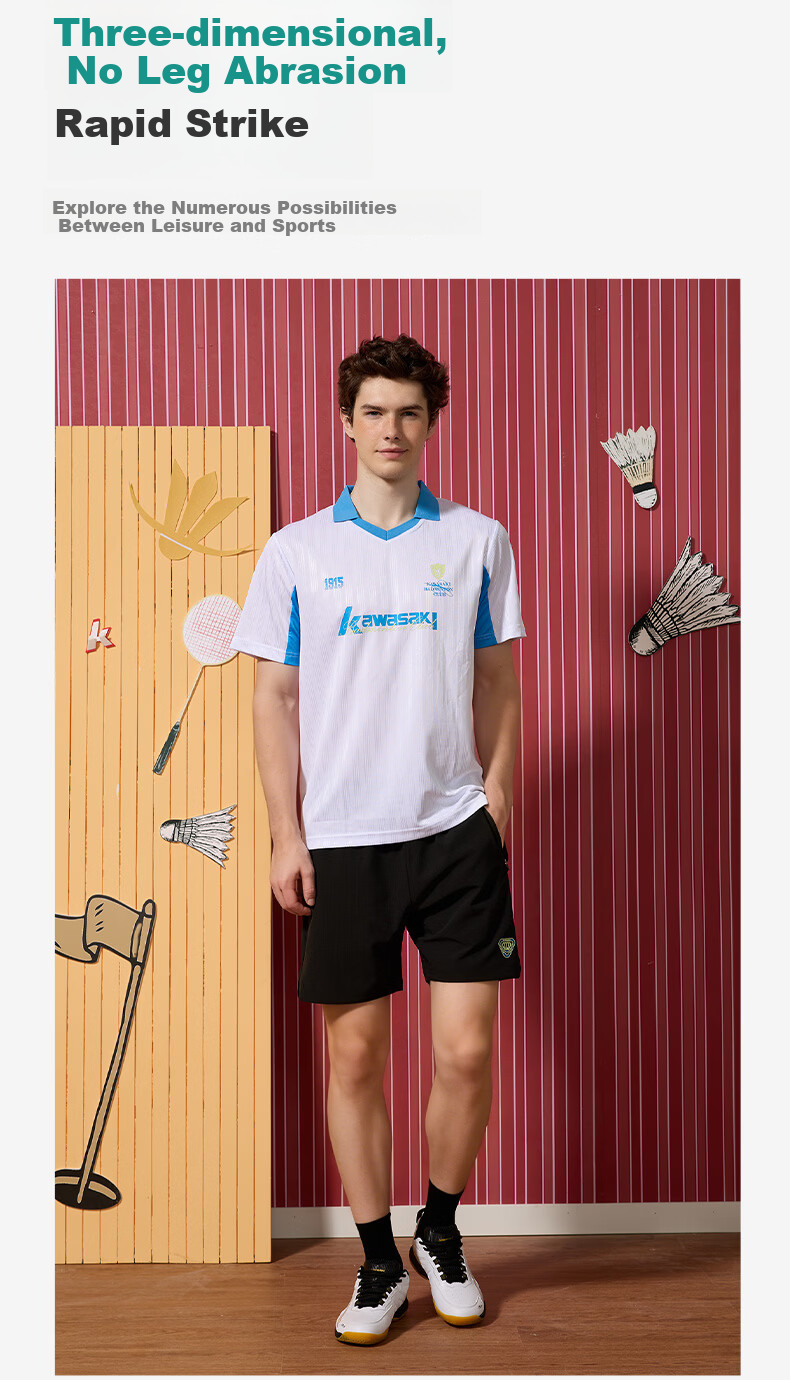 KAWASAKI Unisex Badminton Shorts Professional Quick-Dry Black M 4