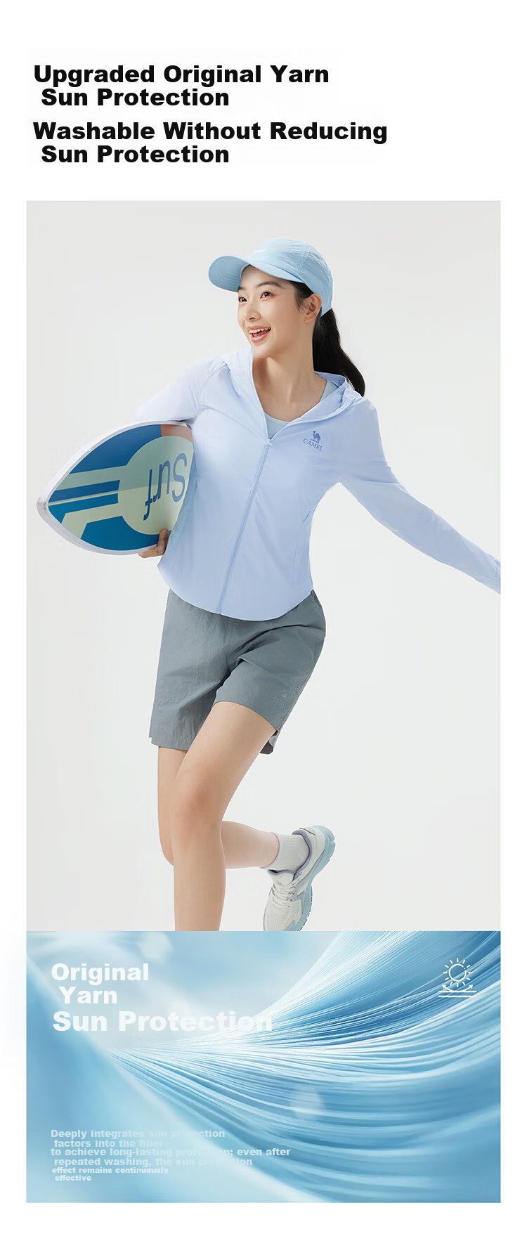 CAMEL Outdoor Original Yarn Sun Protection Jacket 2026 Spring Summer New Women's Slim Breathable Cooling Sun Protection Sports Jacket 5008 6