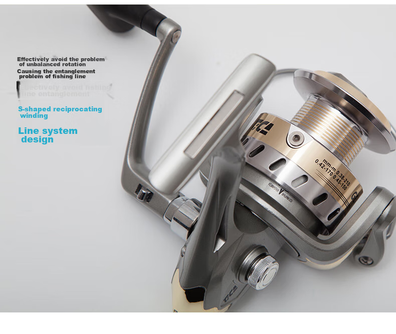 Dijia Fishing Reel, GEAC1000 (Gold), Series, All-Metal Line Cup, Fishing Reel, Spinning Reel, Lure Reel, Fishing Line Reel, Rock Fishing Reel, Long-Distance Casting Reel, Rafting Fishing Reel, Sea Rod Reel, Long-Distance Casting Reel 12