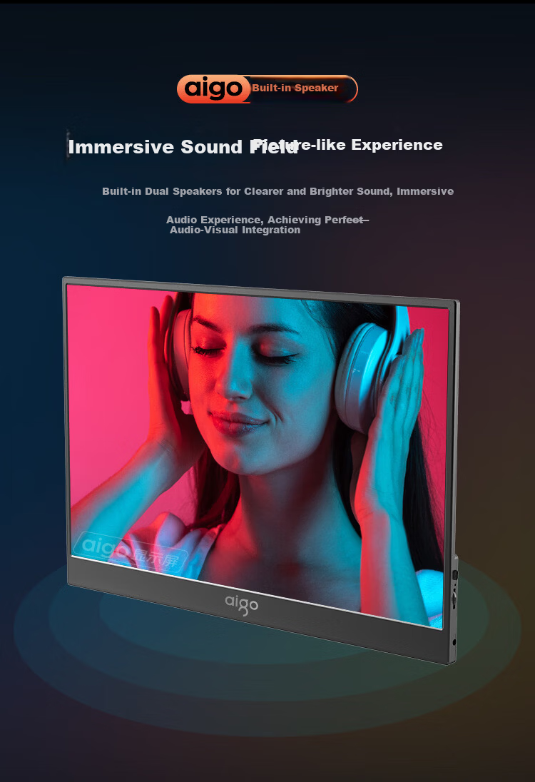 Aigo 15.6-Inch 4K OLED Portable Monitor, High Color Gamut, for Mobile Phones, Computers, Laptops, Split-Screen Design, Mobile Expansion Secondary Scree 9