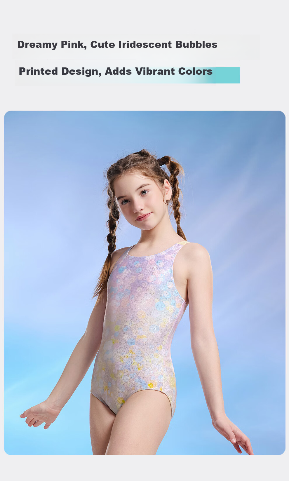 ZOKE Girls' One-Piece Square-Leg Cute Sports Professional Swimwear Children's Swimsuit 4