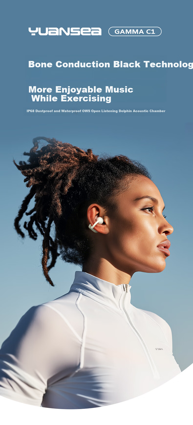 Gamma C1 Clip-On Bluetooth Earphones Waterproof Level 8 Open-Ear Wireless Headphones for Running Sports Gaming Calls Noise Cancellation 1
