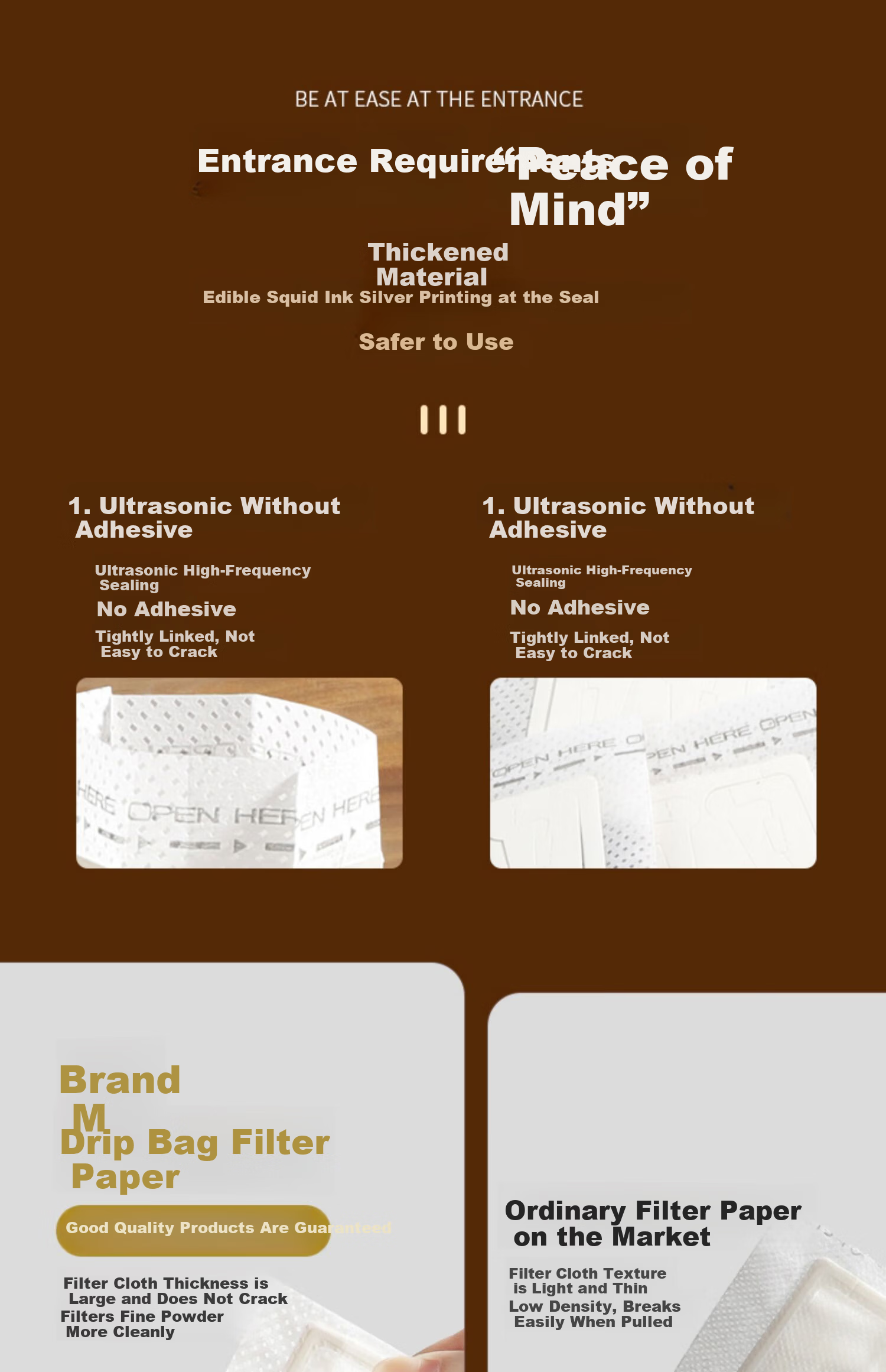 Mongdio Hanging Ear Filter Paper, Imported from Japan, Non-Woven Portable Hand-Brewed Filter Cup, Drip-Style Hand-Brewed Coffee Filter Paper, 50 Sheets 5