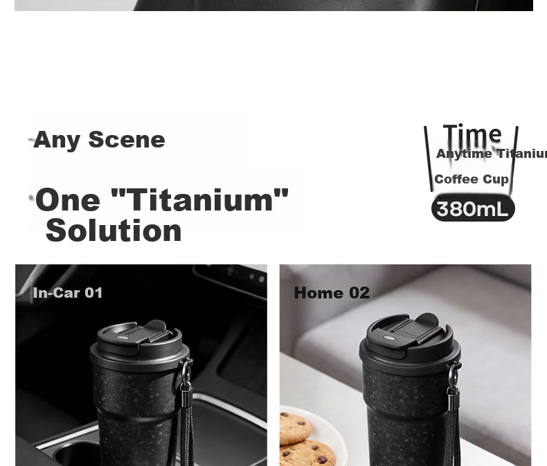 BABLOV Huaban Sen Coffee Cup Titanium Cup 99.9% Pure Titanium Insulated Water Bottle High-end Men's Birthday Gift 380ml 17