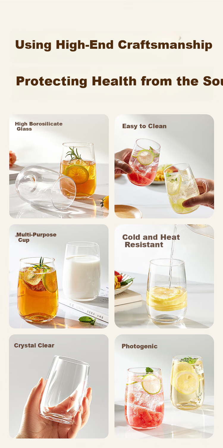 JD Jingzao Glass Cup High Temperature Resistant Tea Coffee Milk Mug 280ml 2