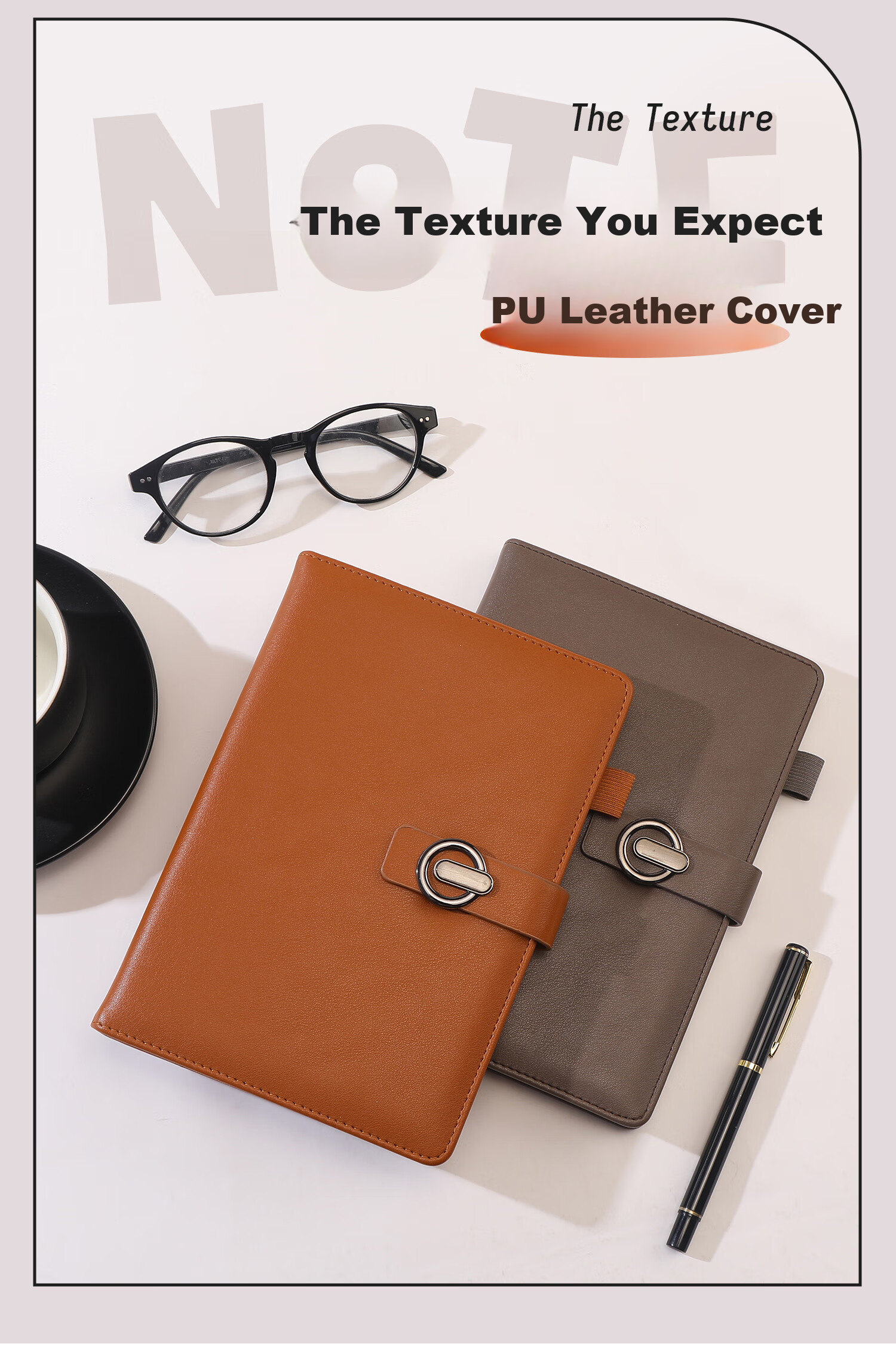 Aohuan Vintage Luxury Buckle Leather A5 Business Office Notebook 200 Pages Thickened Customizable Meeting Notes Copper Brown 5