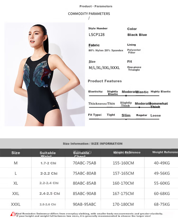 LI-NING Women's One-Piece Triangle Swimsuit Professional Racing Slim Fit Quick-Dry Spa Beach Swimwear LSCP128 Black M 9