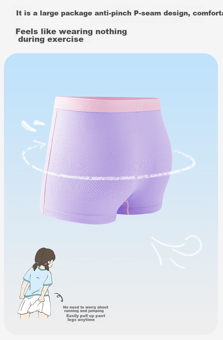 Jiusuibian 7A Antibacterial Children's Cotton Underwear Sweat-Absorbing Shorts Boys Girls Youth Class A Silk Gusset Boxer Briefs 5-Pack 5