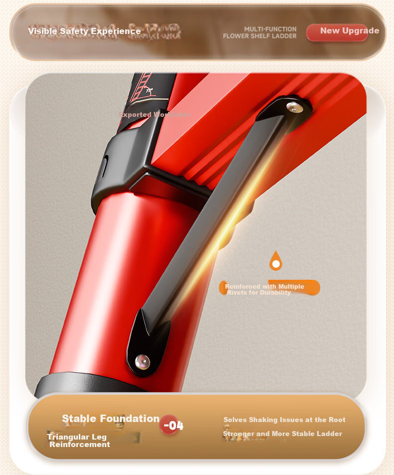 Yilinju Household Ladder Telescopic Ladder Small Lightweight A-Frame Folding Multi-Functional Staircase Engineering Ladder - S6 Red 24