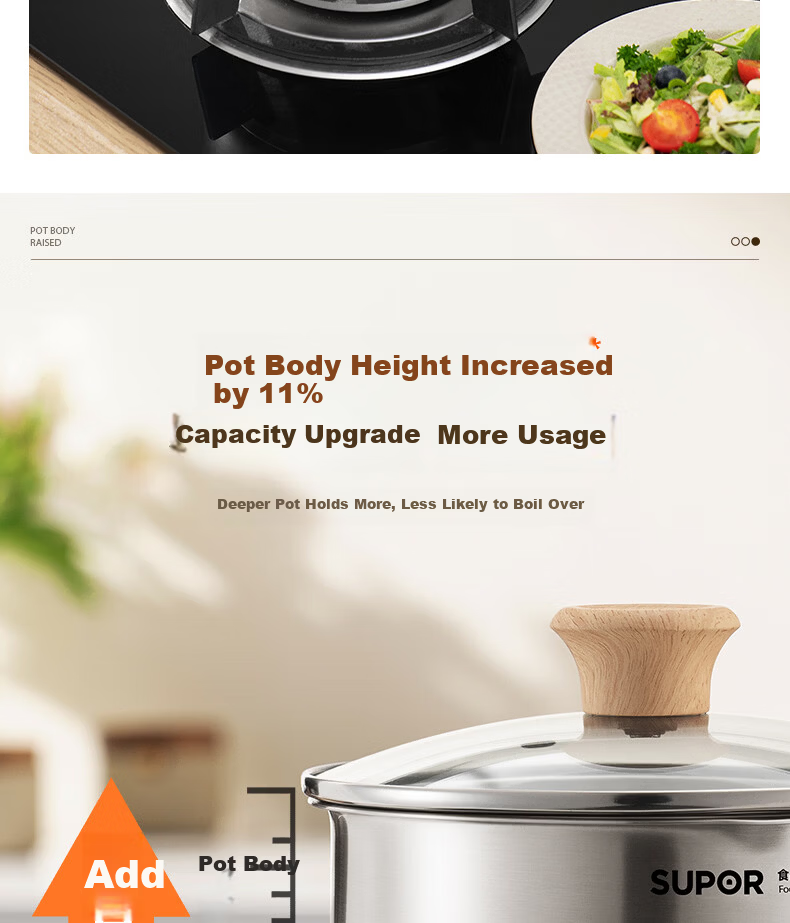 Supor 18cm Baby Food Multi-Functional 316L Stainless Steel Milk Pot for Infants and Toddlers 5