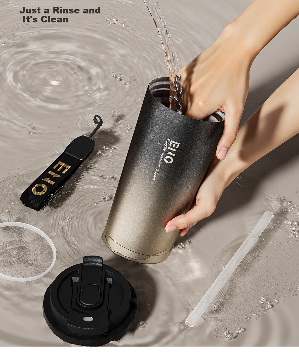 Eno Titanium Pure Titanium Insulated Straw Water Bottle High-Value Coffee Cup Portable Custom Valentine's Day Gift 13