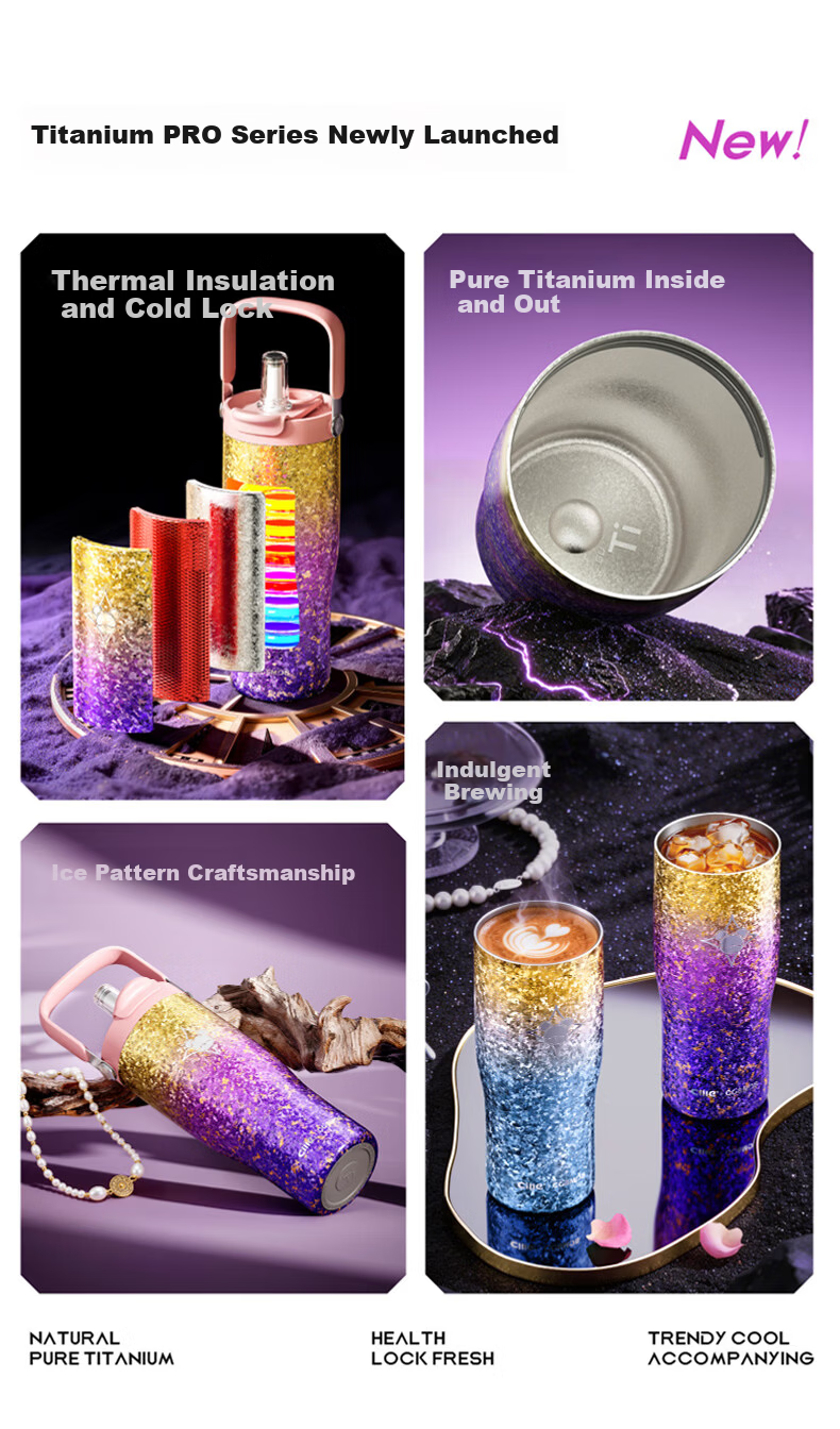 Cille Pure Titanium Insulated Tumbler for Women High-Value Ice Cup Coffee Cup Portable Straw Water Bottle Birthday Gift for Girlfriend 3