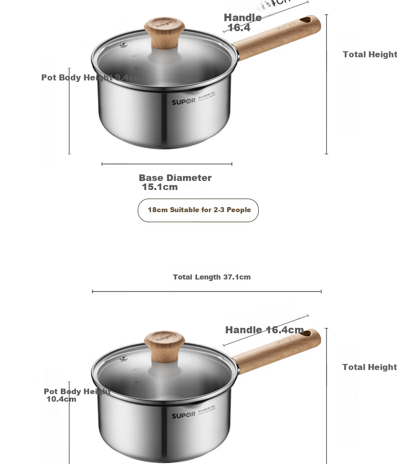 Supor 18cm Baby Food Multi-Functional 316L Stainless Steel Milk Pot for Infants and Toddlers 13