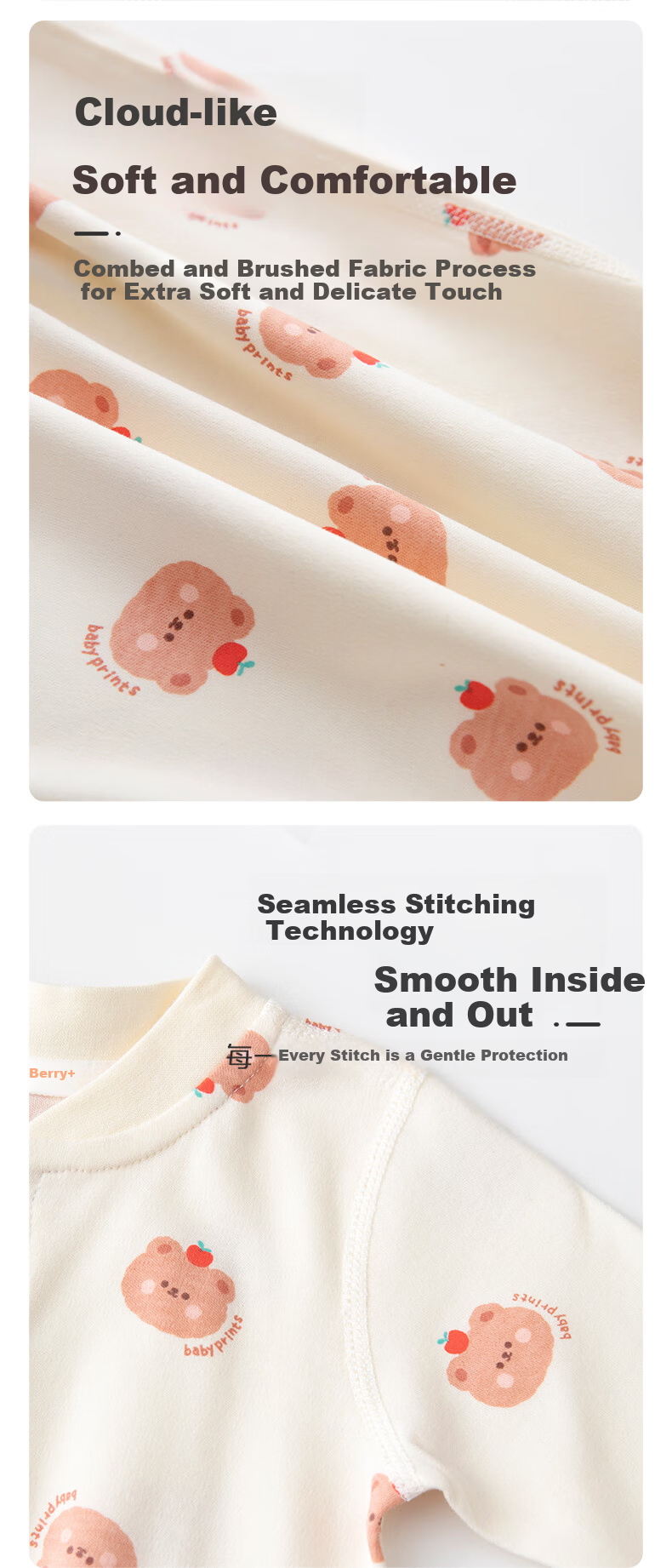 Babyprints Baby Rompers 2-Pack Unisex Cotton Long Sleeve Soft All-Season Bodysuits Rabbit 59 3