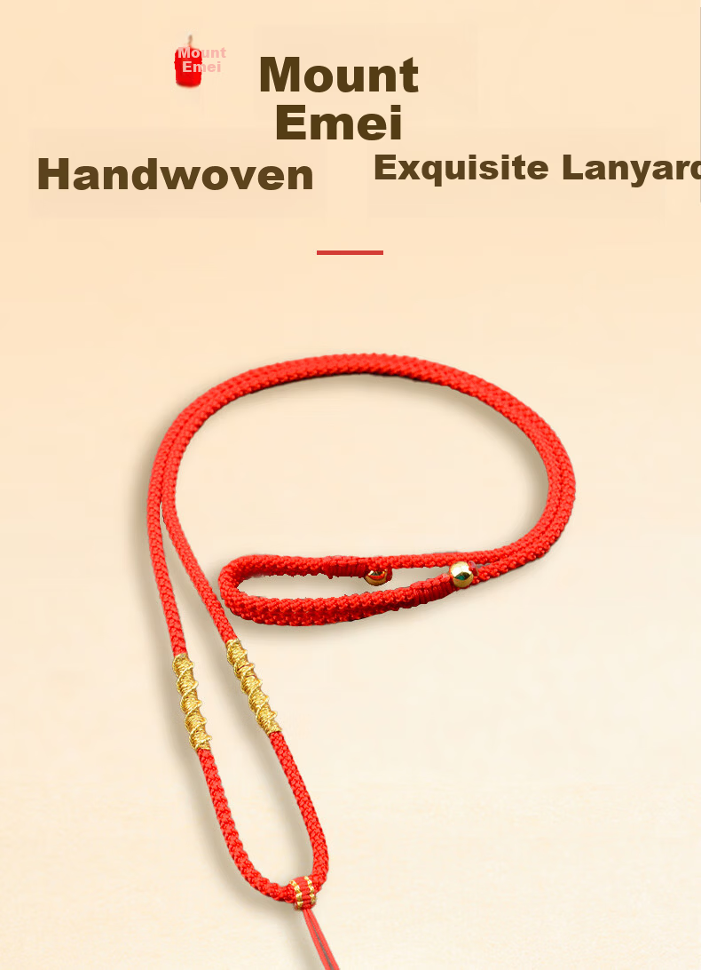Emei Mountain Crystal Agate Pendant Handwoven Red and Gold Cord Personalized Minimalist Braided Accessories 1