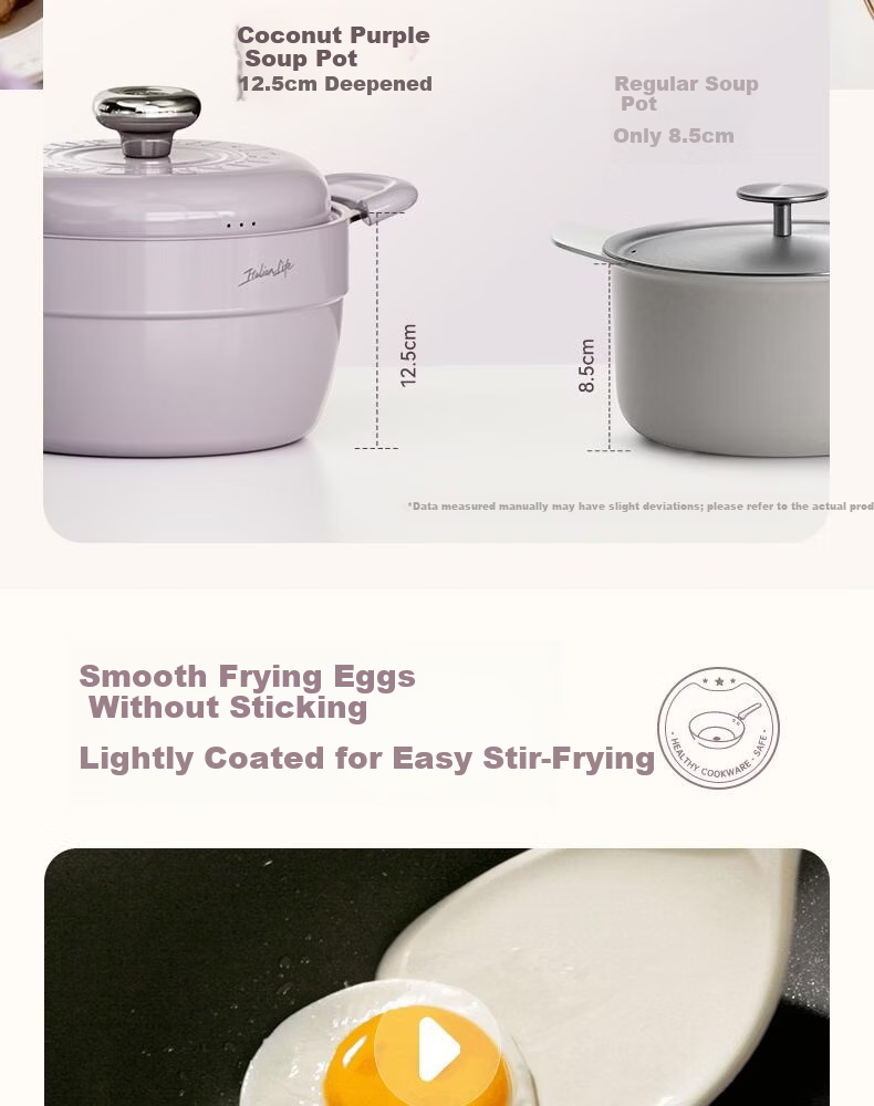 Alluflon Aluflon Soup Pot Healthy 0-Fluorine Coating Titanium Ceramic Milk Pot Trendy Purple Coconut Pot 22cm 8