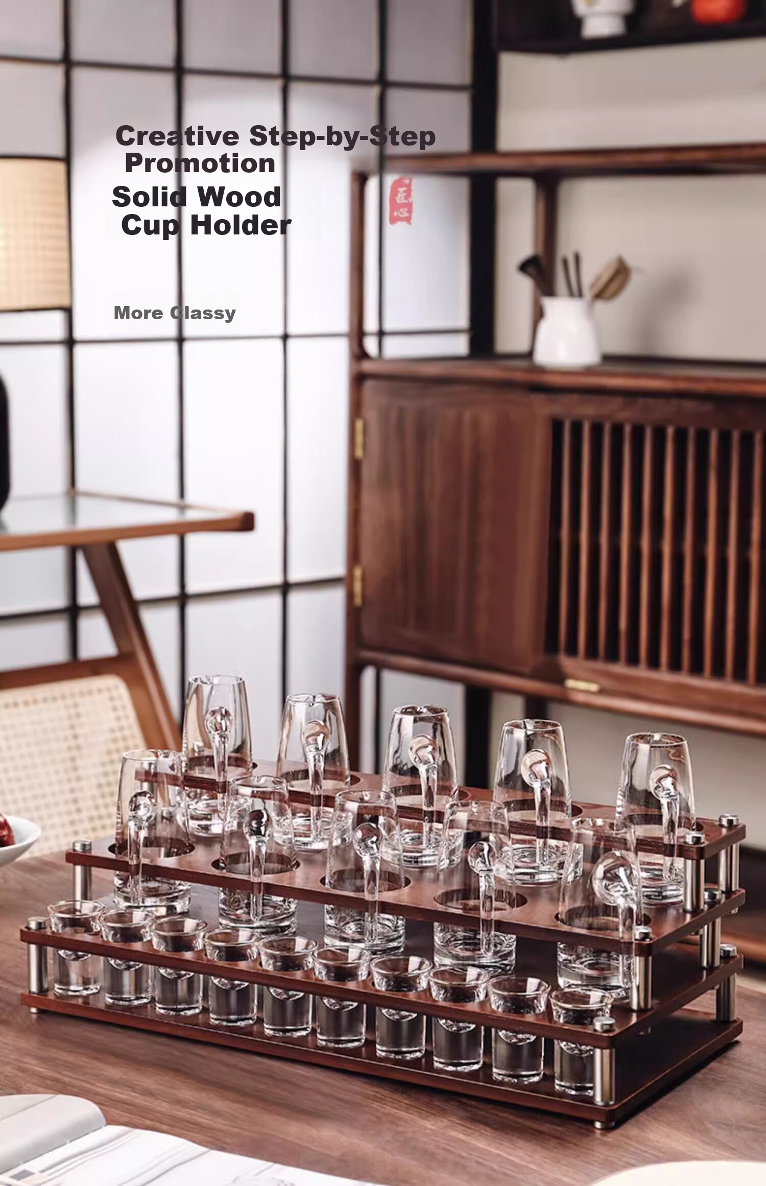 CRISTALGLASS Baijiu Glass Decanter Set Home Liquor Set 10 Pots 10 Cups Glass Strong Liquor Cups Storage Rack 4