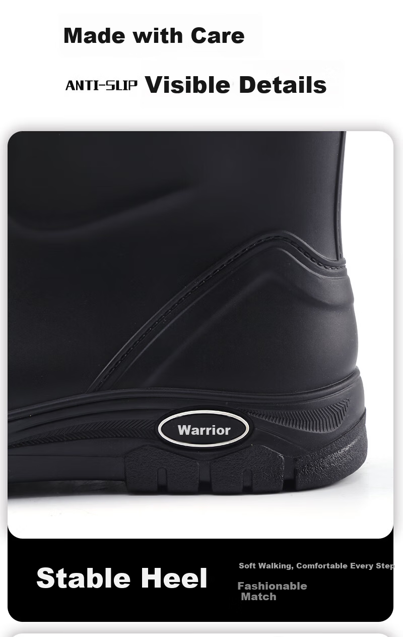 Warrior Men's Mid-Calf Waterproof Non-Slip Rain Boots Outdoor Work Car Wash Delivery Fishing Durable Rain Shoes 5388 Red Size 44 7