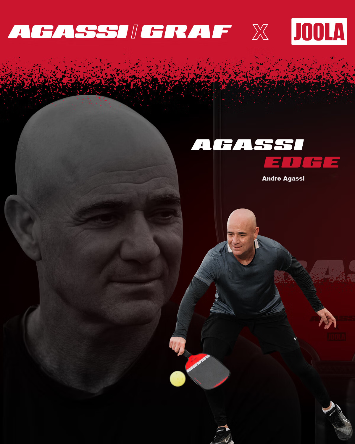 JOOLA Agassi Collaboration Fiberglass Beginner Table Tennis Paddle - Agassi Champion 12mm 1
