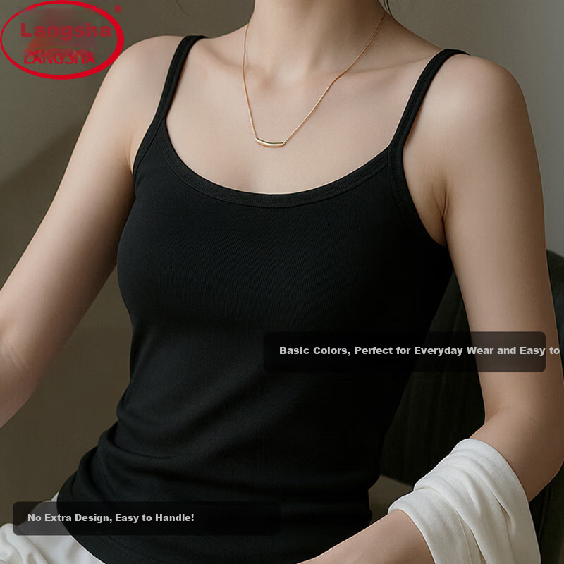 Langsha Pure Cotton Slim Fit Women's Vest, Slimming, Elegant Basic Stretchy Outerwear, Plus Size, High-End Camisole Top