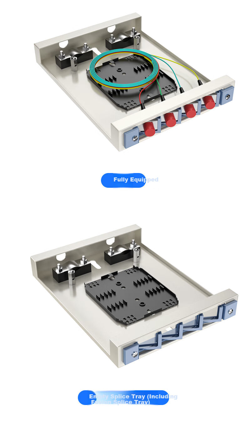 FiberHome 4-Port Empty Fiber Optic Terminal Box Wall-Mounted Fiber Optic Cable Splice Box Universal Fiber Optic Splice Tray Distribution Frame 12