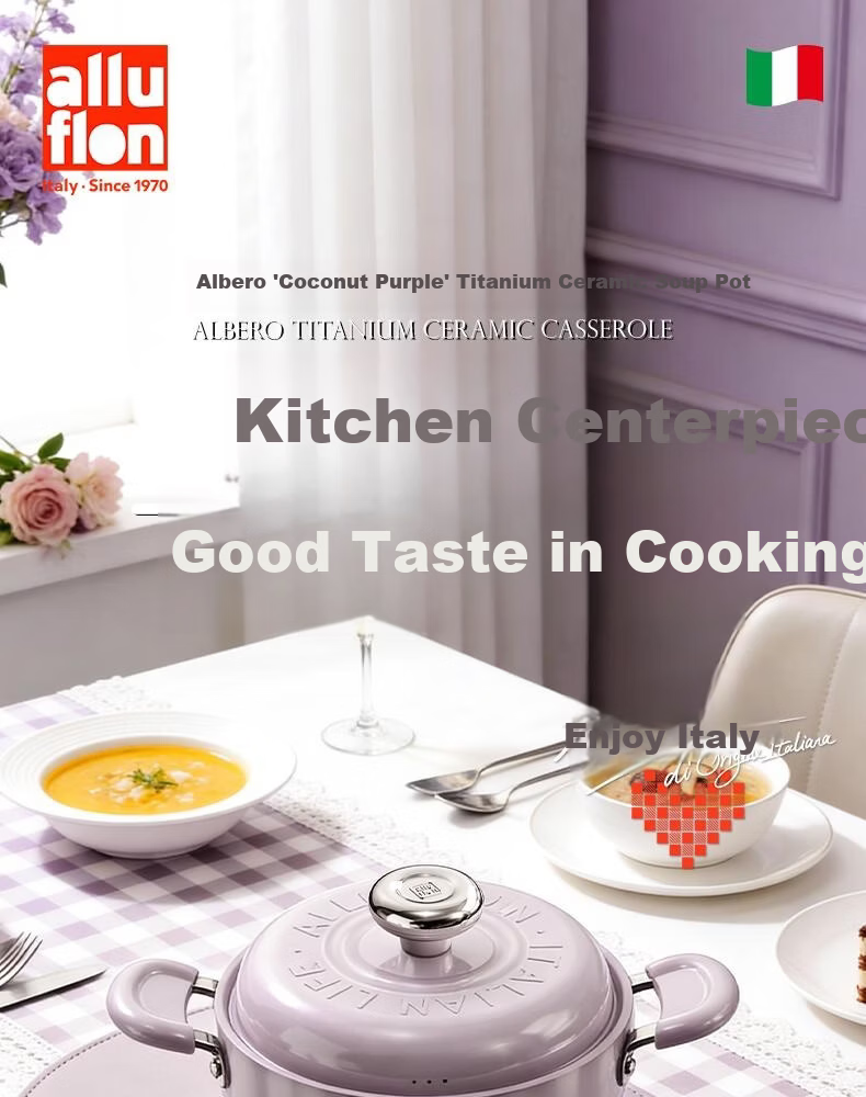 Alluflon Aluflon Soup Pot Healthy 0-Fluorine Coating Titanium Ceramic Milk Pot Trendy Purple Coconut Pot 22cm 2