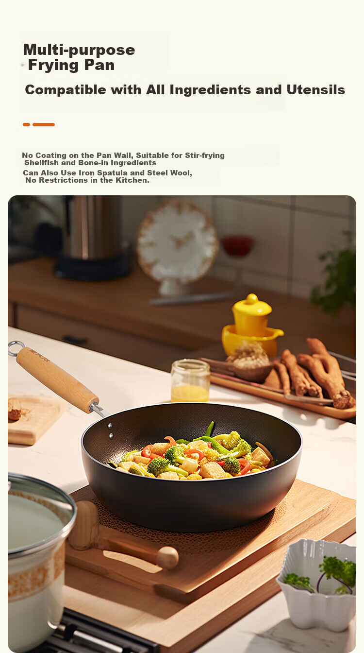 COOKER KING 26cm Multi-Purpose Cast Iron Stir-Fry Pan YD26CG (Unit: Piece) 2