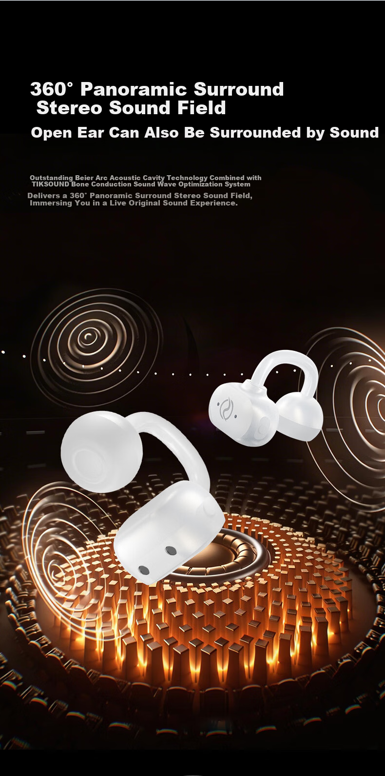 Gamma C1 Clip-On Bluetooth Earphones Waterproof Level 8 Open-Ear Wireless Headphones for Running Sports Gaming Calls Noise Cancellation 9