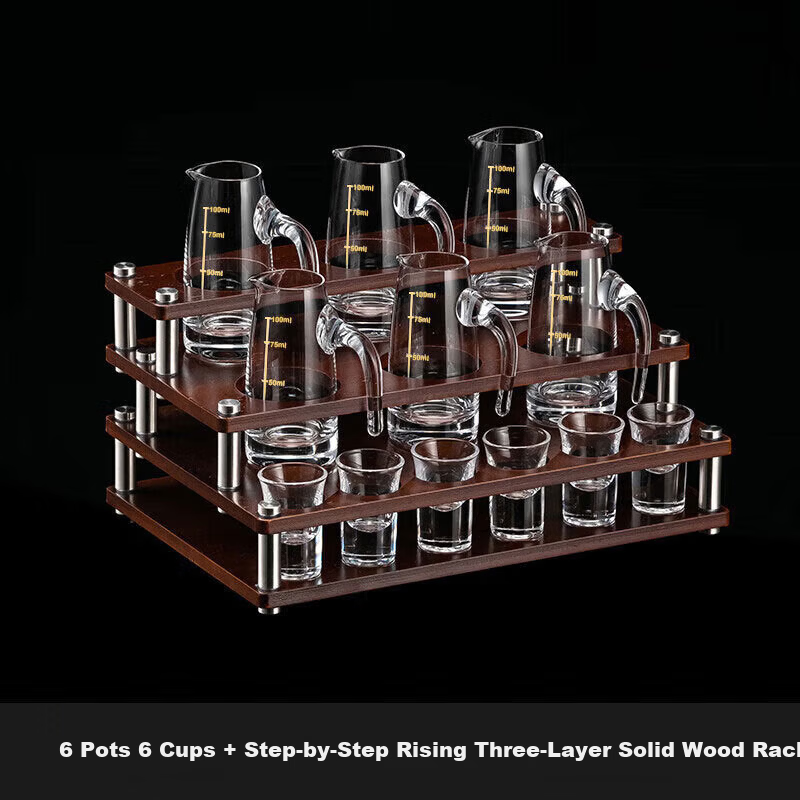 CRISTALGLASS Baijiu Glass Decanter Set Home Liquor Set 10 Pots 10 Cups Glass Strong Liquor Cups Storage Rack