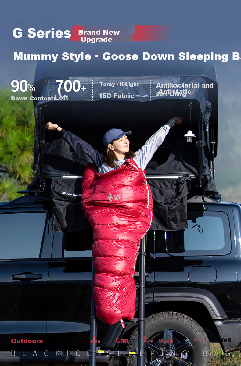 BLACKICE G Series Mummy Goose Down Sleeping Bag Camping Warm Adult Sleeping Bag G400 (New Standard) Red/M 2