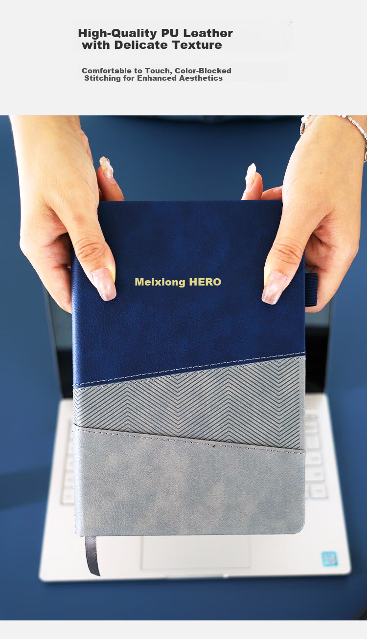 HERO New A5 Business Notebook Thickened Hard Cover Soft Leather Simple High-End Gift Meeting Portable Office Stationery Lined Detachable Diary Journal Binder 3