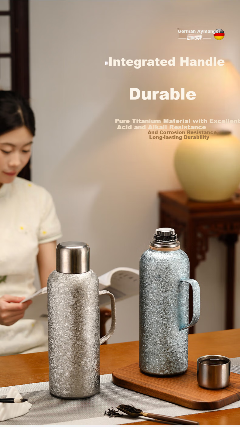 IMOGY Aimanger Pure Titanium Insulated Thermos Large Capacity High-End Tea Brewing Pot Portable Kettle for Home and Travel Hot Water Flask 8