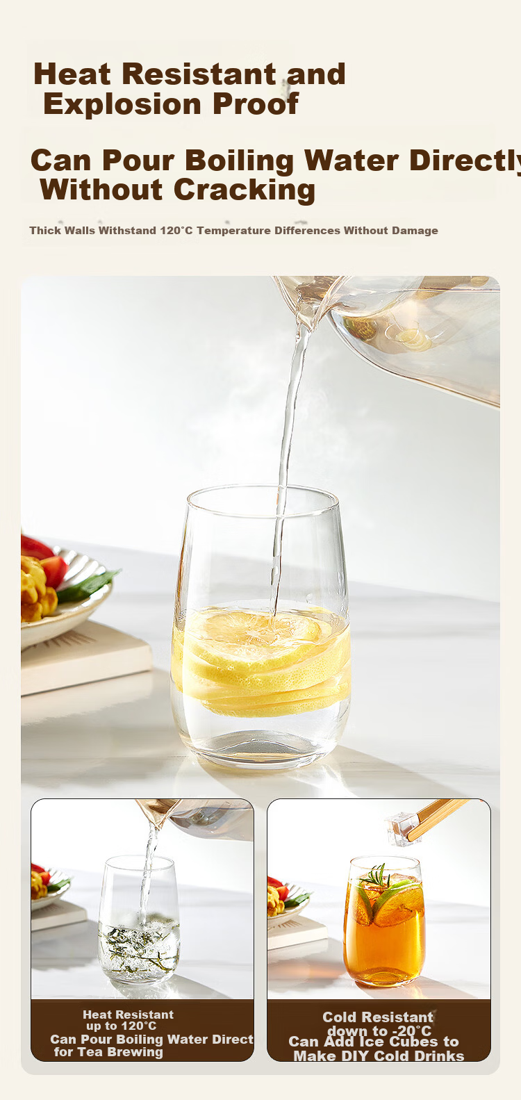 JD Jingzao Glass Cup High Temperature Resistant Tea Coffee Milk Mug 280ml 8