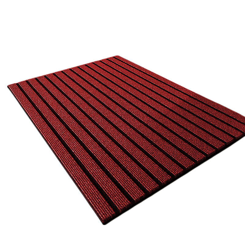 DIYIN Entrance Door Mat, Indoor Foot Mat, Home User Outdoor Hallway Kitchen Non-Slip Mat, Seven Stripes Wine Red 60*90cm