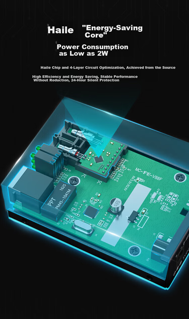 HAILE Haile Telecom Grade Gigabit Single-mode Dual-fiber Fiber Optic Transceiver 25km Network Monitoring SC Port Optical-Electrical Converter HC-820-25 4