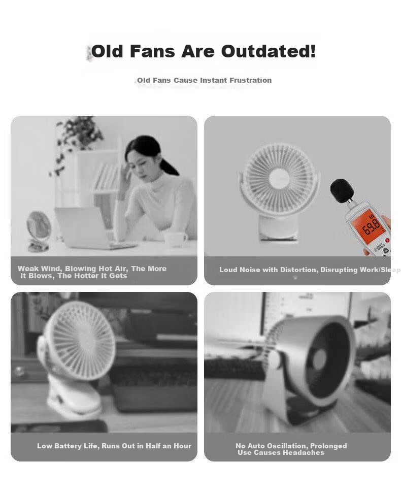 DIAMOND [26 Years New Upgrade] Desktop Mini Fan Small Home Silent Office USB Rechargeable Fan Long Battery Life Student Dormitory Bed Clip Portable Air Circulation Fan 5