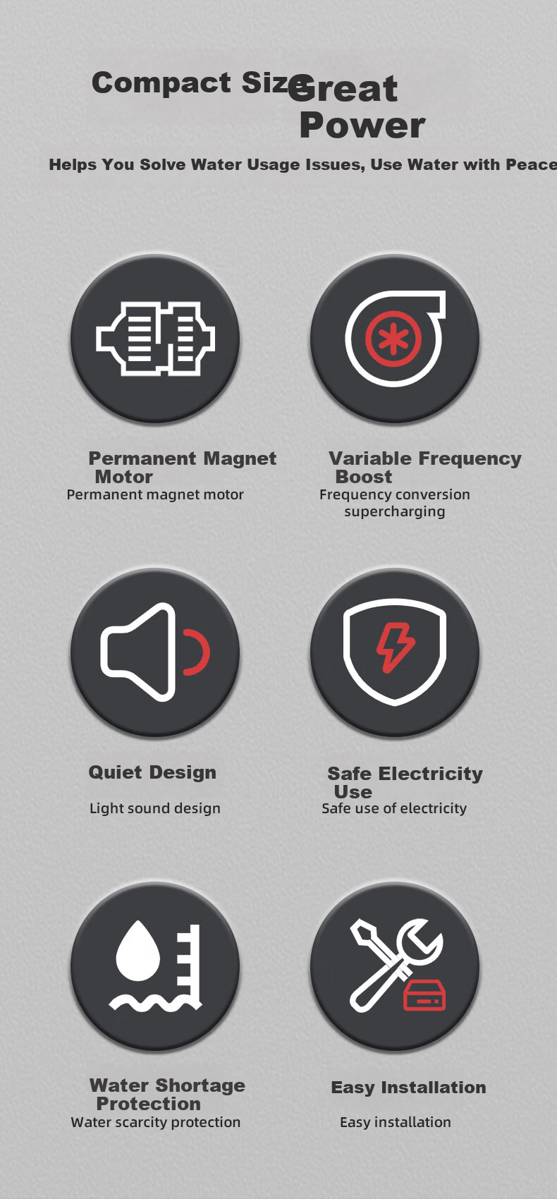 DELIXI Variable Frequency Booster Pump, Fully Automatic Digital Control AI Intelligent Household Water Heater Booster, Tap Water Shower Head Pressure Boosting Pump 4