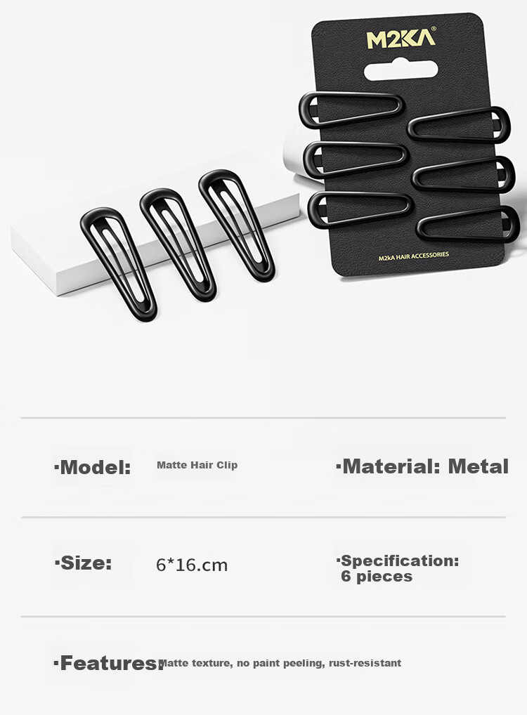 M2KA Matte Hair Clips for Women New High-End Large Size BB Clips for Thick Hair Side Bang Clips Black 5 Pieces 7