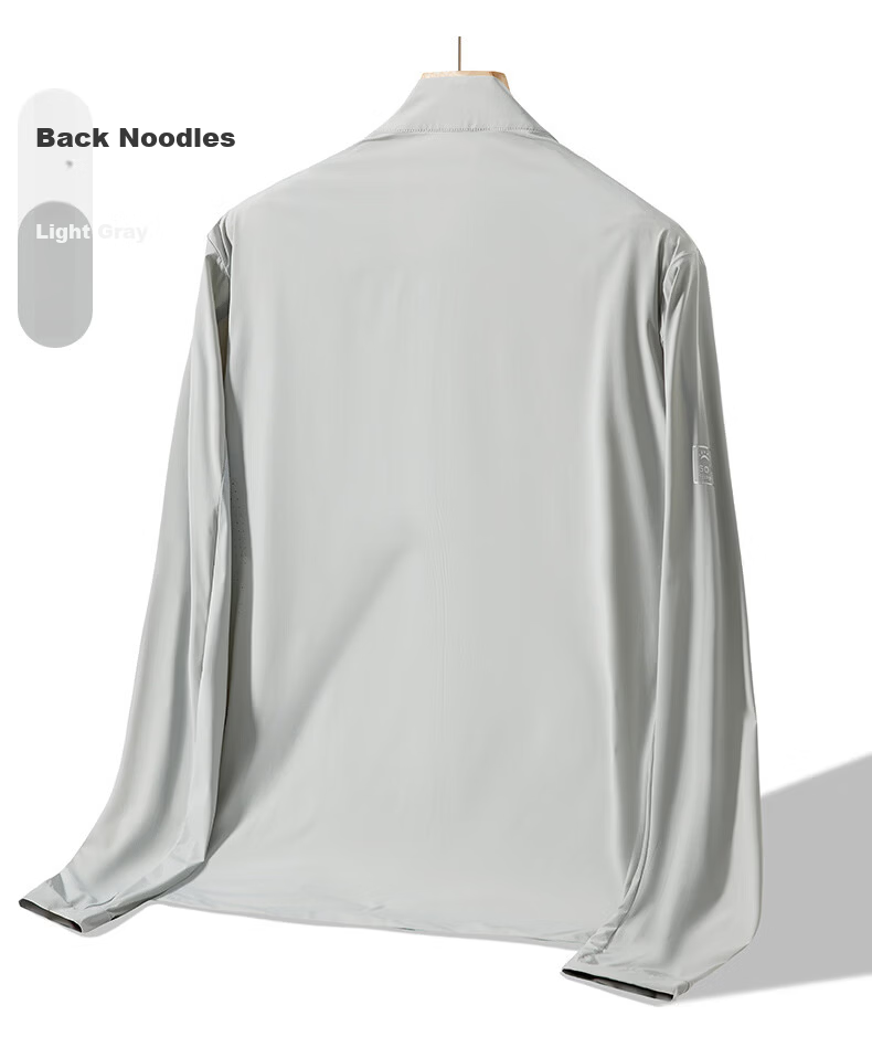 ROMON Men's Summer Thin Quick-Dry Ice Silk Breathable Stand Collar Executive Jacket Quick-Dry Coat 001 Light Gray L 11