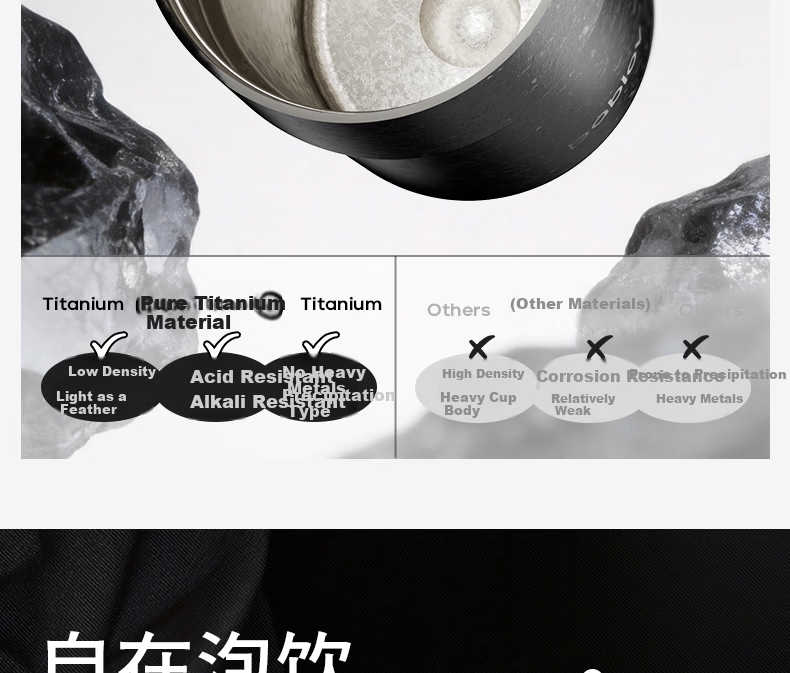 BABLOV Huaban Sen Coffee Cup Titanium Cup 99.9% Pure Titanium Insulated Water Bottle High-end Men's Birthday Gift 380ml 6