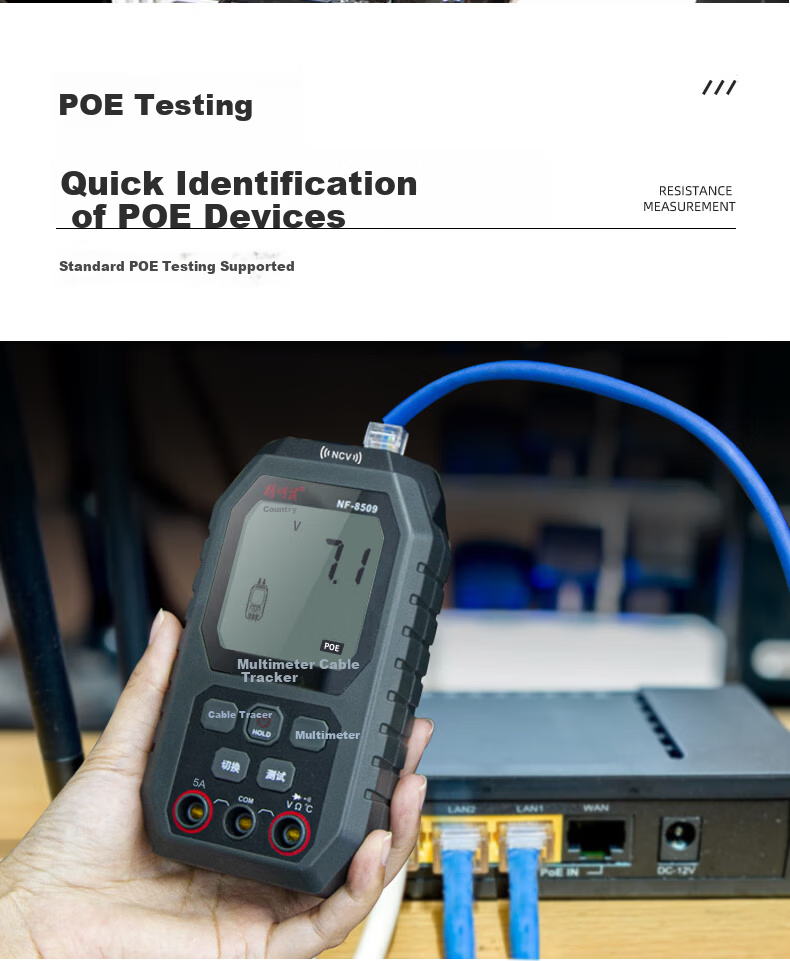 Smart Mouse NF-8509 Cable Tracker Multimeter 2-in-1 Network Line Tester High-Precision Digital Display Intelligent Anti-Burn Universal Meter 10