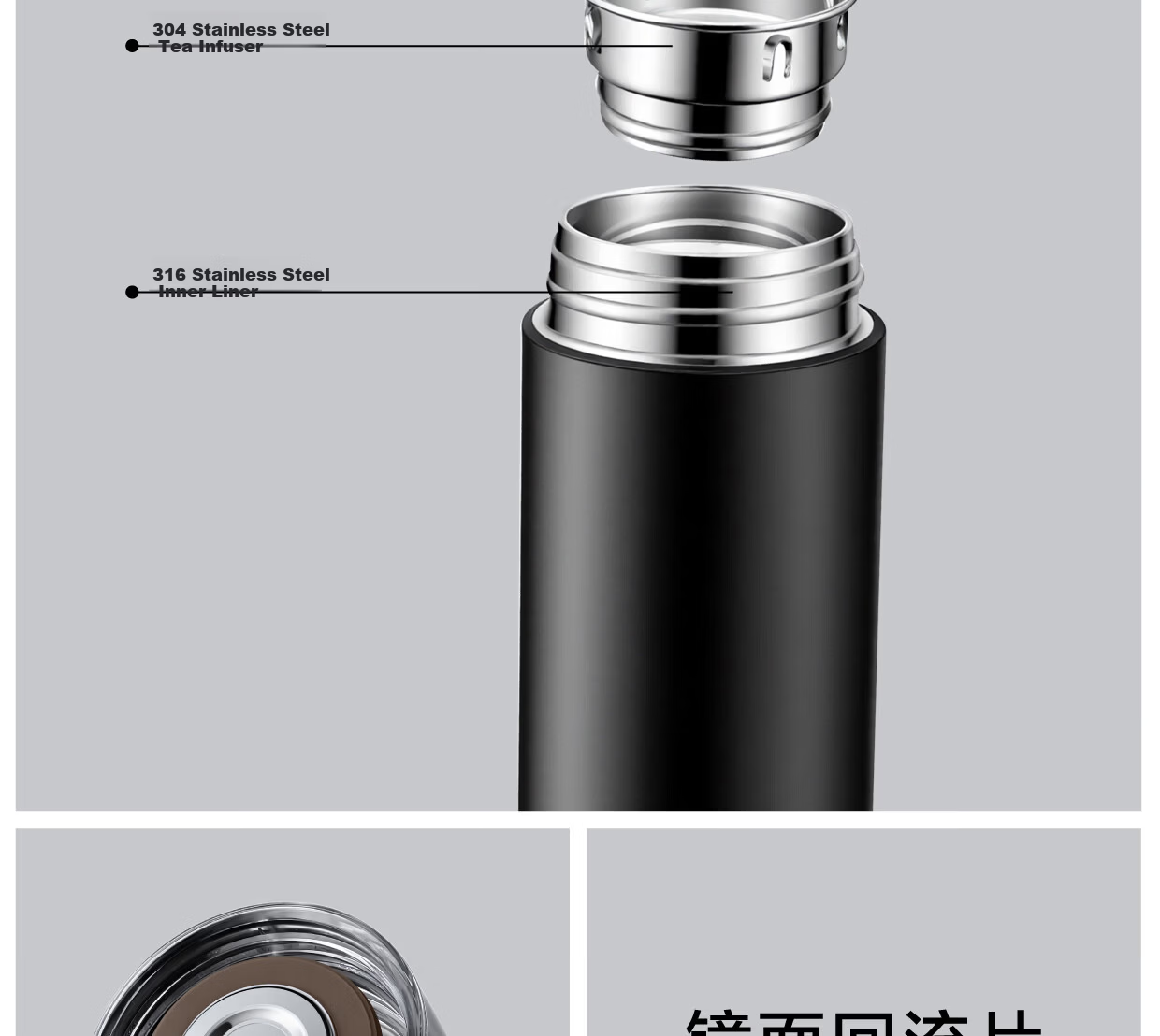 GiNT Insulated Tumbler Unisex 316 Stainless Steel Tea Separation Business Water Bottle Simple Portable Customizable Cup 14